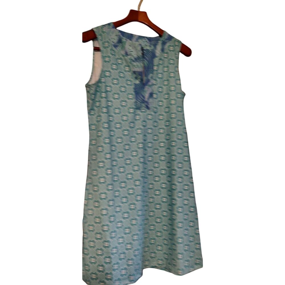 Cabana Life Sleeveless Tunic Dress Aqua Tropical LARGE SPF 50+ NWT